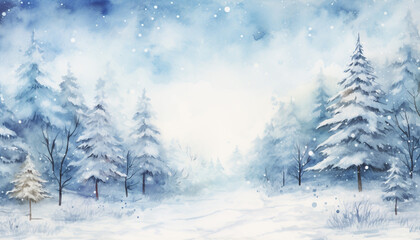 Watercolor winter season background