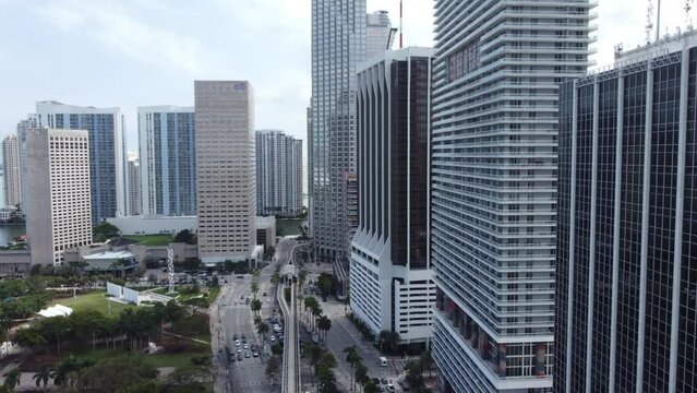 Vue a&eacute;rienne professionnel au drone de Miami Downtown, Floride, USA
