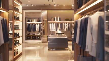 man men clothing and accessories luxury store  interior : Generative AI