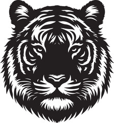 Tiger heads black and white vector. Silhouette SVG shapes of tigers illustration. Vector tiger face vector silhouette illustration black color