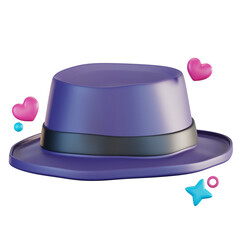 3D illustration of Hat. hat with love