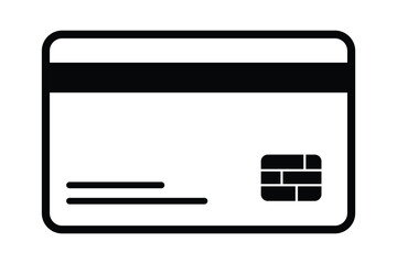 credit card icon. atm card symbol with chip. simple bank  debit card vector on transparent background.
