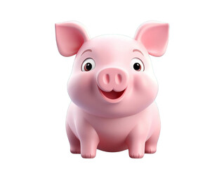 Fototapeta premium Cute pink cartoon pig sitting and smiling