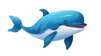 Fototapeta premium A cartoon illustration of a smiling blue and white dolphin.