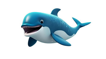 A cute cartoon killer whale with a happy smile on its face.