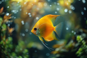 Angelfish gliding elegantly in a planted aquarium, symbolizing gracefulness. 