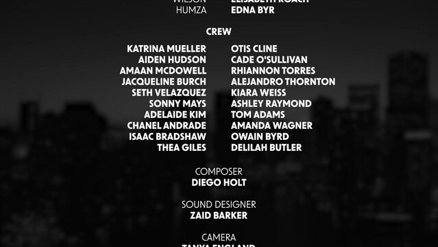 Clean Movie Credits End Title with Actors