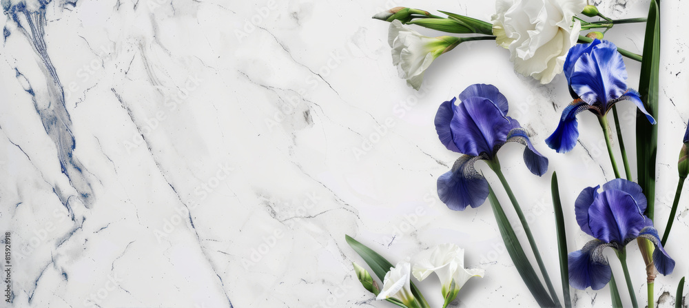 Wall mural marble background with lilies