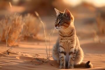 a cute cat in the desert