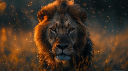 Naklejka premium lion fighing over Massai marah jungle in south africa 4K Wallpaper created by ai