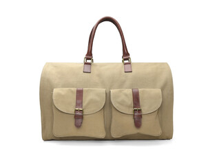 canvas duffle gym bag isolated on white background