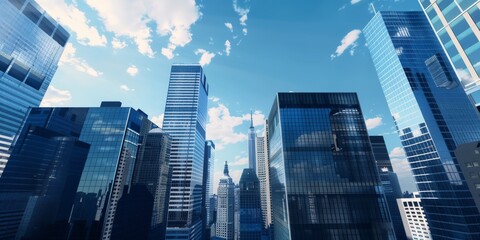 Obraz premium Wide angle modern city under blue sky