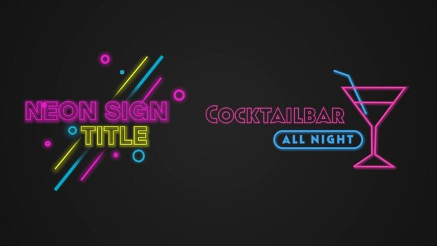 Neon Glowing Sign Light Panel Lower Thirds Bundle