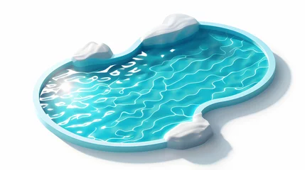 Fotobehang Clear Blue Pool Water with Ripples and Sun Reflections: Summer Relaxation and Leisure Concept © GG Kenji