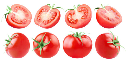 Set of delicious red tomatoes, cut out