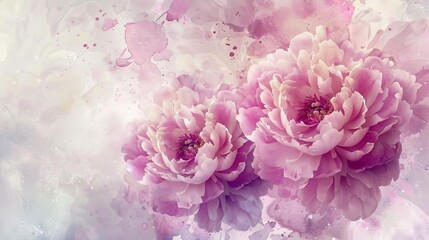 delicate light peony flowers in soft watercolor style floral arrangement ai generated illustration