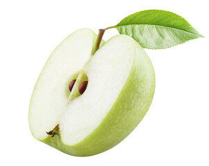 Delicious green apple half, cut out