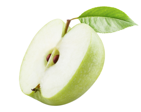 Delicious green apple half, cut out