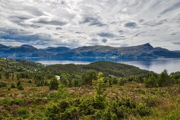 Hallefjorden fiord in Vanylven, Norway