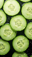 fresh cucumber adorned with glistening raindrops of water background poster 