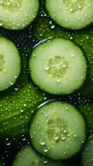 fresh cucumber adorned with glistening raindrops of water background poster 