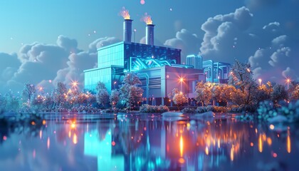 Environmental impact study on pyrolysis, front view, Eco impacts, Technology tone, Complementary Color Scheme