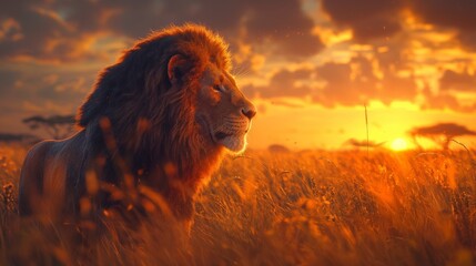 Fototapeta premium lion fighing over Massai marah jungle in south africa 4K Wallpaper created by ai