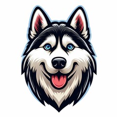 a dog that has blue eyes and a black border around the bottom husky portrait illustration
