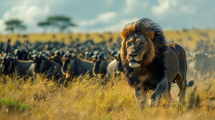 lion fighing over Massai marah jungle in south africa 4K Wallpaper created by ai