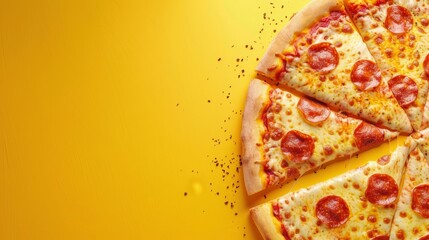 national pizza party day background concept with copy space