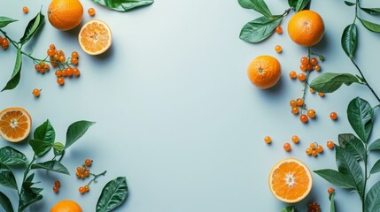 Top view background with tangerines and orange fruits
