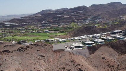 Aerial shot of Las Vegas Henderson luxury mansions, golf courses, homes 24