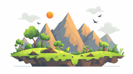 Scenic mountain landscape with lush greenery and clear skies concept, providing ample copyspace for text capturing the natural beauty and tranquility of summer in the mountains. Ca