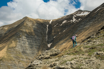 Fototapeta premium View of difficult ascent to the peak of Monte Gorzano, the highest mountain of Lazio region, Italy