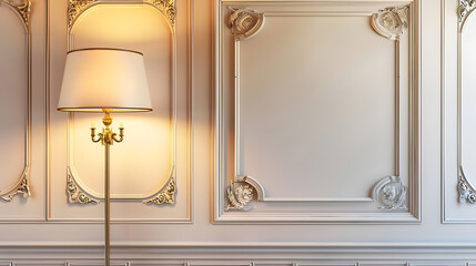 classic wall interior and modern frame with gold lamp : Generative AI