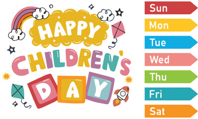 Happy Childrens Day, With Weak Day Name.