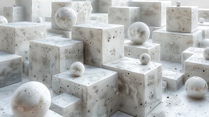 White Cubes With Balls Arrangement