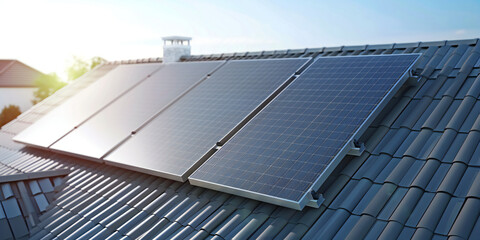 Obraz premium A image of solar panels integrated into electric vehicles or charging stations, promoting clean and renewable energy for transportation