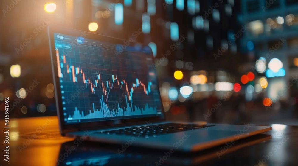 Poster close-up of a laptop screen displaying stock market data, highlighting the importance of digital too