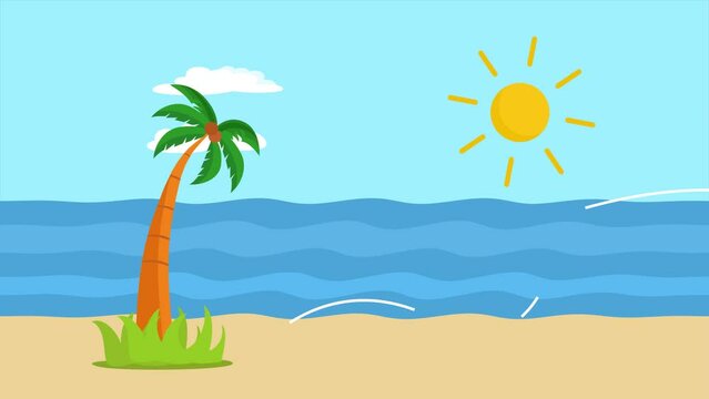 Animated video summer Concept. Full length animation illustration. High quality 4k footage.