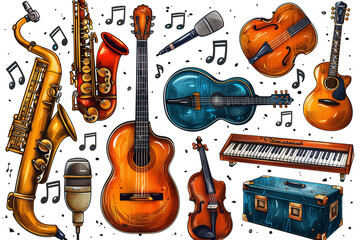 Naklejka premium Trendy graphic design for music poster. Flat vector isolated illustration. 