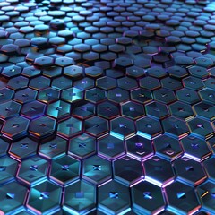 Fototapeta premium Blue and purple glowing futuristic hexagons