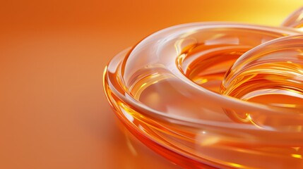 3d Polished Circular Structures on Warm Orange Background with Fine Grain
