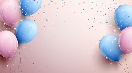 Bright festive balloons with pink and blue tones, perfect for celebrations, party decorations, and greeting cards.