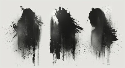 Black brush strokes on white background evoke jawdropping monochrome art