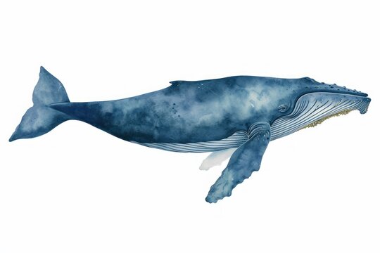 The majestic mystical blue watercolor whale illustration inspired by celestial artistic marine life and cosmic fantasy in a modern galaxy themed design