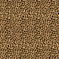 Abstract vector seamless pattern of majestic leopard's skin. Stunning details, with intricate rosettes and subtle shading of browns and beiges. A smooth, uninterrupted print, perfect for use as a back
