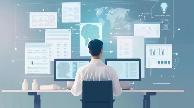 ai in document analysis machine learning data extraction concept illustration