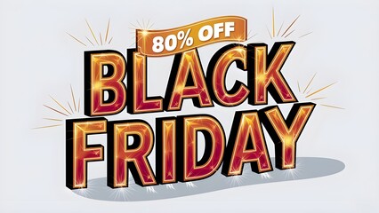 Glowing Black Friday Text Sign with 3D Rendered Illustration on Isolated Background