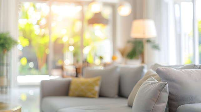 Abstract blur livingroom decoration interior for background : Generative AI